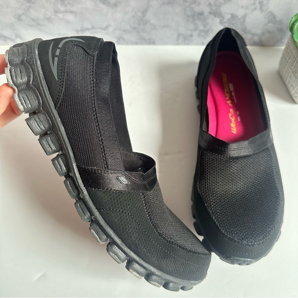 Skechers Womens EZ Flex Take It Easy black memory foam flats shoes